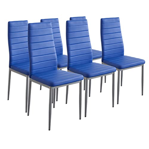Albatros Esszimmerstühle 6er Set Milano, Blau - Edles Italienisches Design, Kunstleder-Bezug, bequemer Polsterstuhl - SGS geprüft - Moderner Küchenstuhl, Stuhl Esszimmer von Albatros International