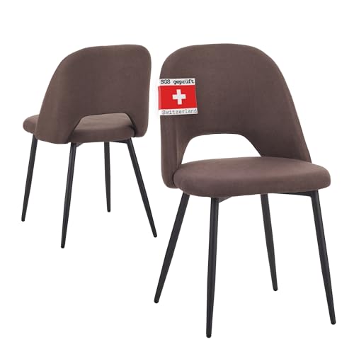 Albatros Esszimmerstühle mit Stoff-Bezug 2er Set Silvi, Braun - Stilvolles Vintage Design, belastbar mit 110Kg, SGS geprüfter Polsterstuhl - Moderner Küchenstuhl, Stuhl Esszimmer oder Esstisch Stuhl von Albatros International