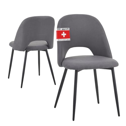 Albatros Esszimmerstühle mit Stoff-Bezug 2er Set Silvi, Grau- Stilvolles Vintage Design, belastbar mit 110Kg, SGS geprüfter Polsterstuhl - Moderner Küchenstuhl, Stuhl Esszimmer oder Esstisch Stuhl von Albatros International