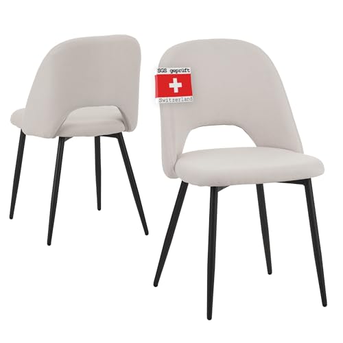 Albatros Esszimmerstühle mit Stoff-Bezug 2er Set Silvi,Beige - Stilvolles Vintage Design, belastbar mit 110Kg, SGS geprüfter Polsterstuhl - Moderner Küchenstuhl, Stuhl Esszimmer oder Esstisch Stuhl von Albatros International