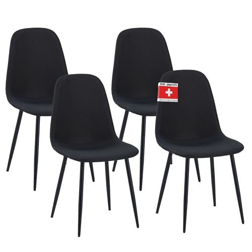 Albatros Esszimmerstuhl BARI mit Stoff Bezug, 4er Set Schwarz, stilvolles Vintage Design, belastbar mit 110Kg, Polsterstuhl - Moderner Küchenstuhl, Stuhl Esszimmer oder Esstisch Stuhl Albatros Esszimmerstuhl BARI mit Stoff Bezug, 4er Set Schwarz, stilvolles Vintage Design, belastbar mit 110Kg, Polsterstuhl - Moderner Küchenstuhl, Stuhl Esszimmer oder Esstisch Stuhl von Albatros International