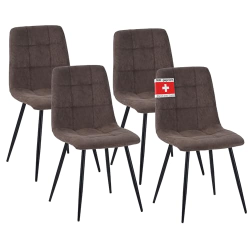 Albatros Esszimmerstuhl Bora mit Cord Bezug, 4er Set Braun, stilvolles Vintage Design, belastbar mit 110Kg, Polsterstuhl - Moderner Küchenstuhl, Stuhl Esszimmer oder Esstisch Stuhl von Albatros International