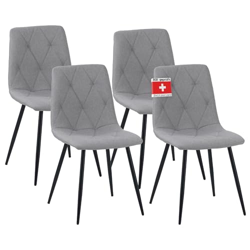 Albatros Esszimmerstuhl Dora mit Stoff Bezug, 4er Set Grau, stilvolles Vintage Design, belastbar mit 110Kg, Polsterstuhl - Moderner Küchenstuhl, Stuhl Esszimmer oder Esstisch Stuhl Albatros Esszimmerstuhl Dora mit Stoff Bezug, 4er Set Grau, stilvolles Vintage Design, belastbar mit 110Kg, Polsterstuhl - Moderner Küchenstuhl, Stuhl Esszimmer oder Esstisch Stuhl von Albatros International