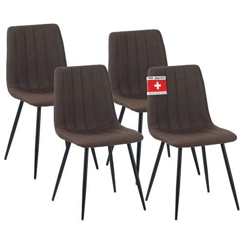 Albatros Esszimmerstuhl Garda mit Stoff Bezug, 4er Set Braun, stilvolles Vintage Design, belastbar mit 110Kg, Polsterstuhl - Moderner Küchenstuhl, Stuhl Esszimmer oder Esstisch Stuhl Albatros Esszimmerstuhl Garda mit Stoff Bezug, 4er Set Braun, stilvolles Vintage Design, belastbar mit 110Kg, Polsterstuhl - Moderner Küchenstuhl, Stuhl Esszimmer oder Esstisch Stuhl von Albatros International