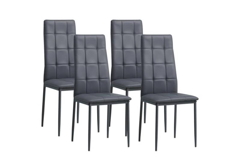 Albatros International Esszimmerstuhl Esszimmerstühle RIMINI 4er SET Grau Edles Design Kunstleder (4er Set, Grau), edles Italienisches Design, Polsterstuhl, hohe Belastbarkeit, Modern von Albatros International