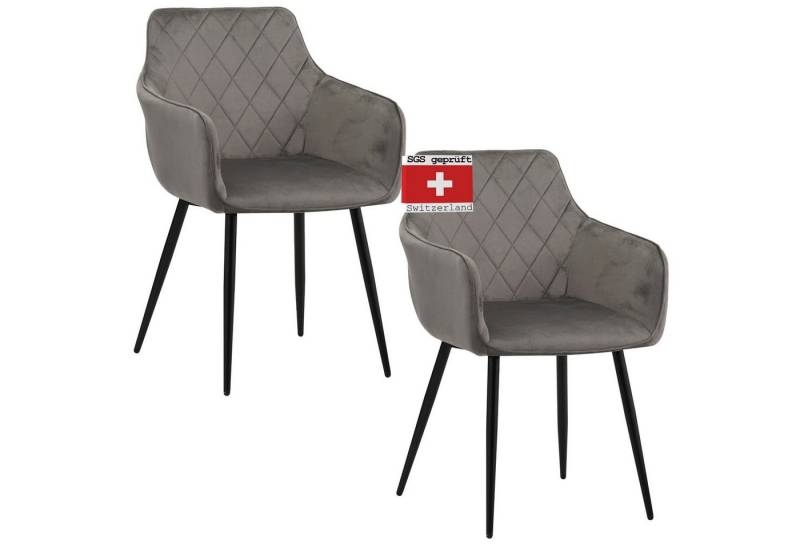 Albatros International Esszimmerstuhl Esszimmerstuhl SALO 2er Set Grau Modern Stilvoll bequem (2er Set, Grau), Stilvolles Vintage Design, Eleganter Polsterstuhl am Esstisch von Albatros International