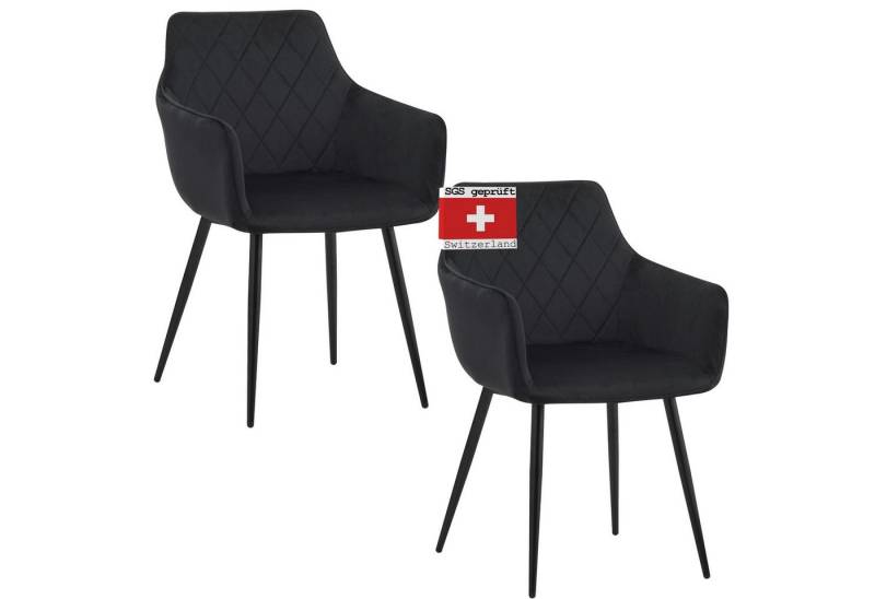 Albatros International Esszimmerstuhl Esszimmerstuhl SALO 2er Set Schwarz Modern Stilvoll bequem (2er Set, Schwarz), Stilvolles Vintage Design, Eleganter Polsterstuhl am Esstisch von Albatros International