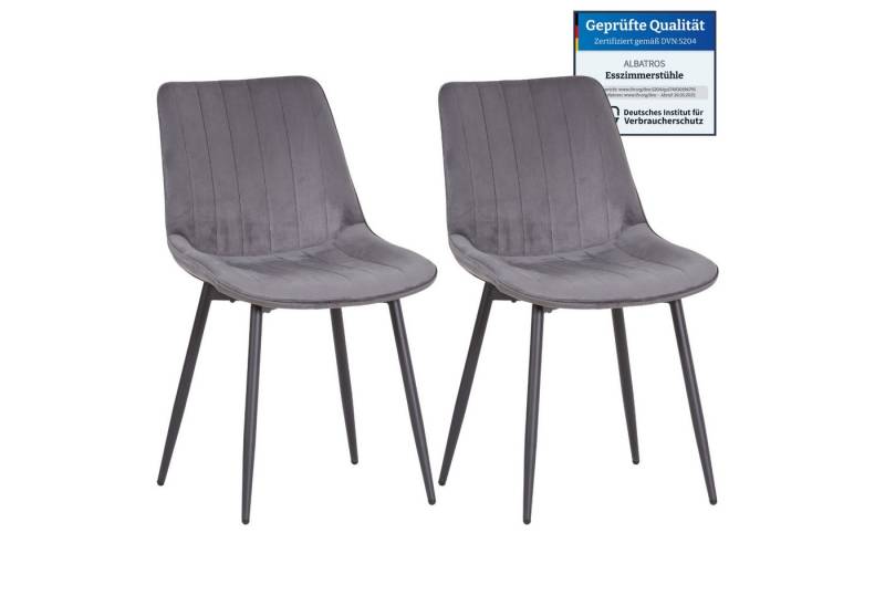 Albatros International Esszimmerstuhl BOSA Samtstuhl Beige – 2er-Set Esszimmerstühle im modernen Retro (Samt), & ergonomisch, DEKRA-geprüft, pflegeleichter Bezug von Albatros International