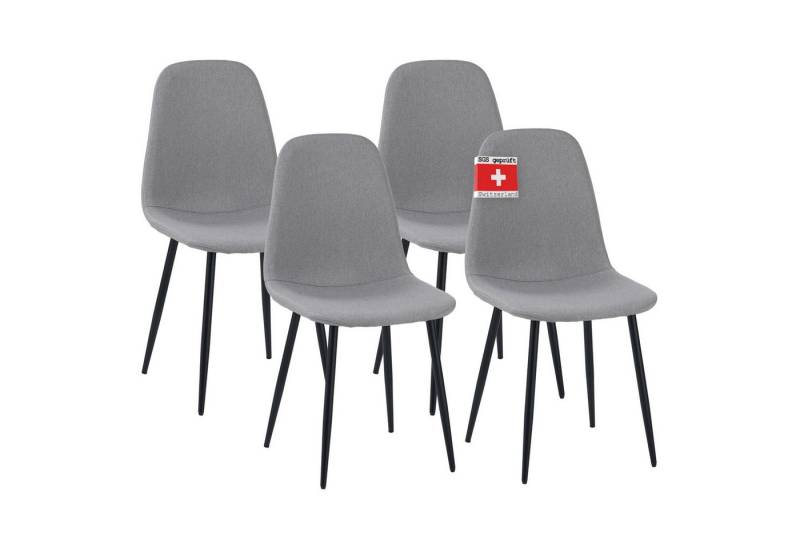 Albatros International Esszimmerstuhl Esszimmerstühle BARI mit schwarzen Füssen Retro Look Modern (4er Set Grau), belastbar mit 110Kg, Polsterstuhl - Moderner Küchenstuhl, Stuhl von Albatros International