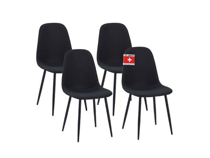 Albatros International Esszimmerstuhl Esszimmerstühle BARI mit schwarzen Füssen Retro Look Modern (4er Set Schwarz), belastbar mit 110Kg, Polsterstuhl - Moderner Küchenstuhl, Stuhl, schwarz von Albatros-International