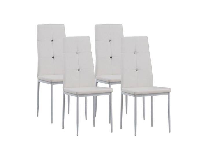 Albatros International Esszimmerstuhl Esszimmerstühle DIAMOND 4er Set weiss kunstleder bequem (4er Set, Weiss), edles Italienisches Design, Polsterstuhl, hohe Belastbarkeit, Modern von Albatros-International