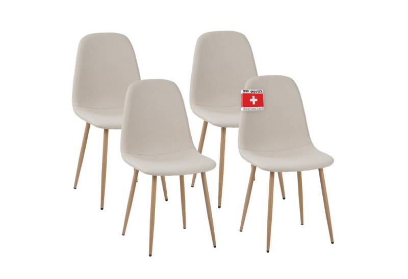 Albatros International Esszimmerstuhl Esszimmerstühle FANO mit Füssen Holzoptik bequem Retro-Look (4er Set Beige), belastbar mit 110Kg, Polsterstuhl - Moderner Küchenstuhl von Albatros International