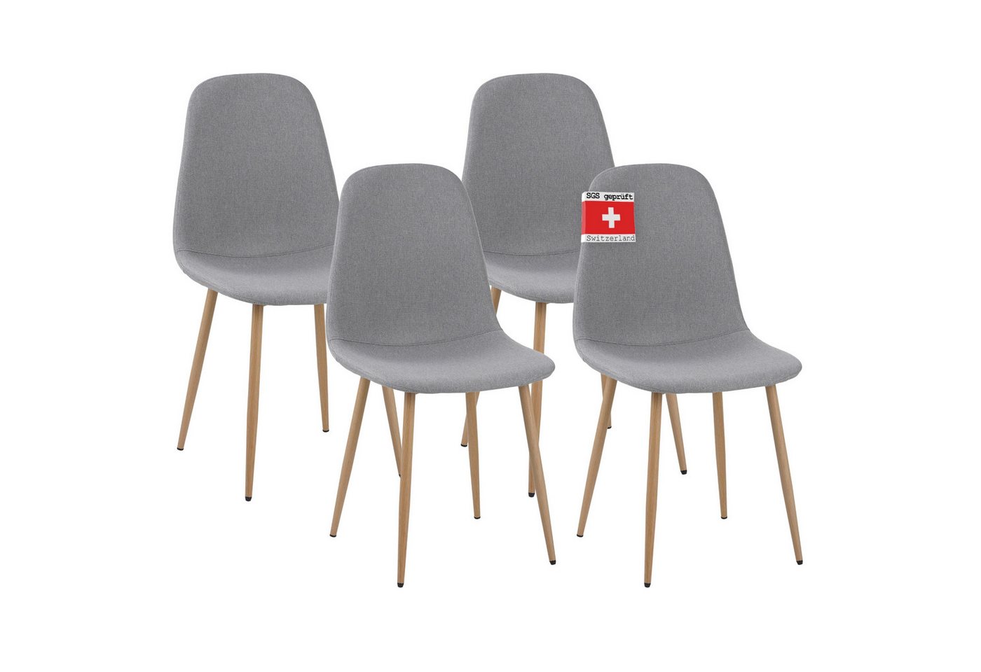 Albatros International Esszimmerstuhl Esszimmerstühle FANO mit Füssen Holzoptik bequem Retro-Look (4er Set Grau), belastbar mit 110Kg, Polsterstuhl - Moderner Küchenstuhl von Albatros International