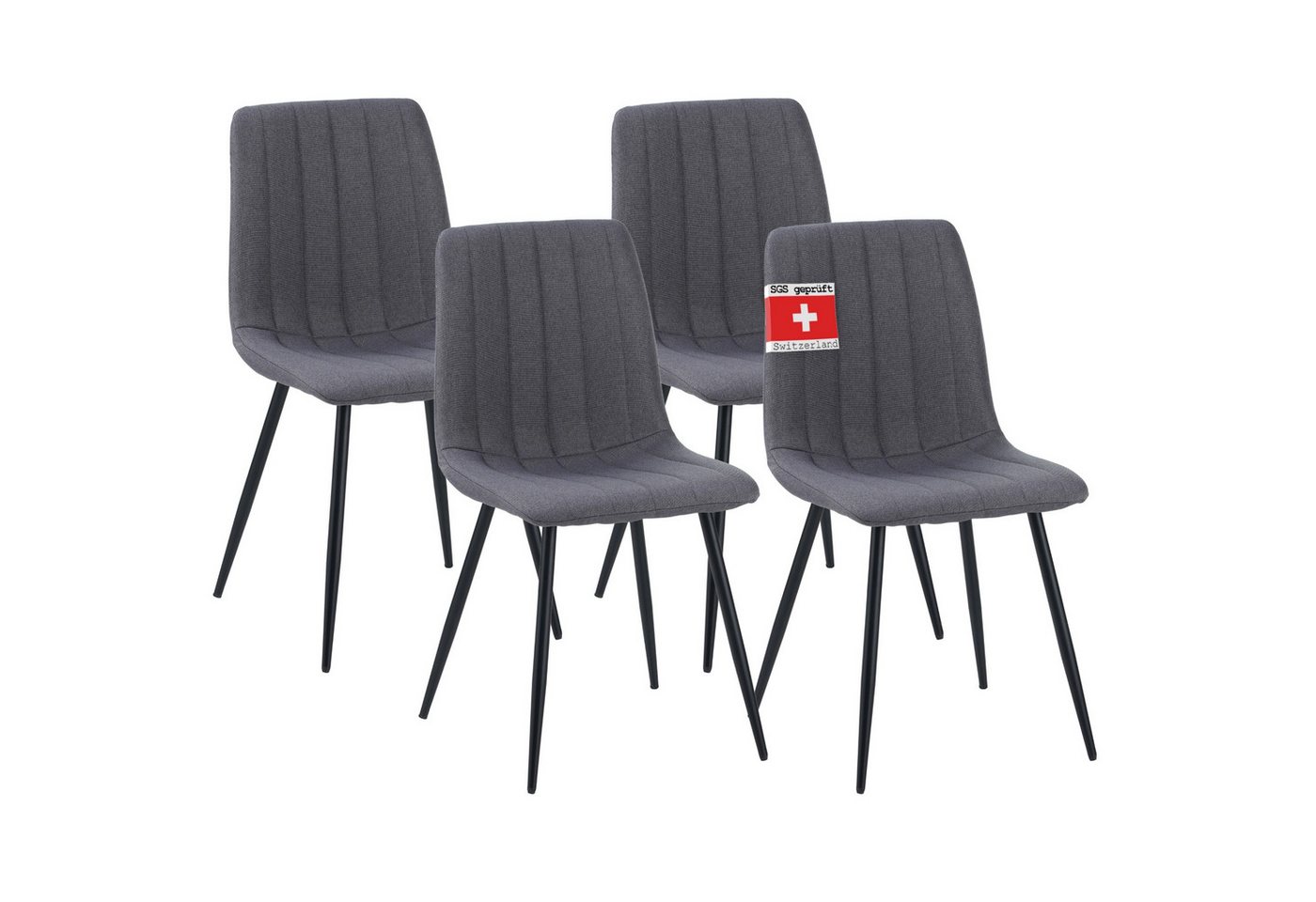 Albatros International Esszimmerstuhl Esszimmerstühle GARDA 4er Set anthrazit bequem Retro Look (4er Set, Anthrazit), Stilvolles Vintage Design, Eleganter Polsterstuhl am Esstisch von Albatros International