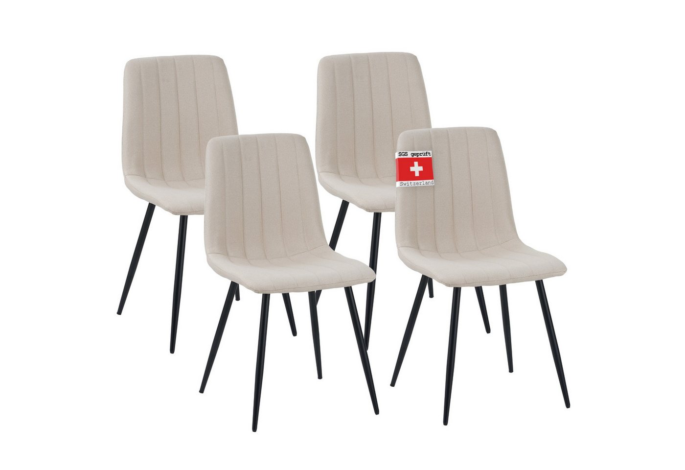 Albatros International Esszimmerstuhl Esszimmerstühle GARDA 4er Set beige Modern bequem Retro Look (4er Set, Beige), Stilvolles Vintage Design, Eleganter Polsterstuhl am Esstisch von Albatros International