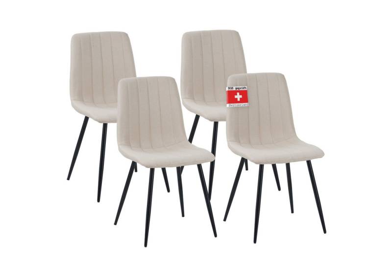 Albatros International Esszimmerstuhl Esszimmerstühle GARDA 4er Set beige Modern bequem Retro Look (4er Set, Beige), Stilvolles Vintage Design, Eleganter Polsterstuhl am Esstisch von Albatros International