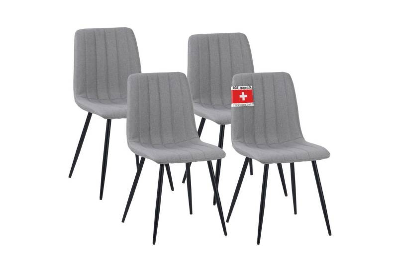 Albatros International Esszimmerstuhl Esszimmerstühle GARDA 4er Set grau Modern bequem Retro Look (4er Set, Grau), Stilvolles Vintage Design, Eleganter Polsterstuhl am Esstisch von Albatros International