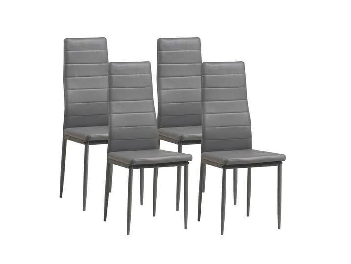 Albatros International Esszimmerstuhl Esszimmerstühle MILANO 4er Set grau Kunstleder Modern (4er Set, Grau), edles Italienisches Design, Polsterstuhl, hohe Belastbarkeit, Modern von Albatros-International