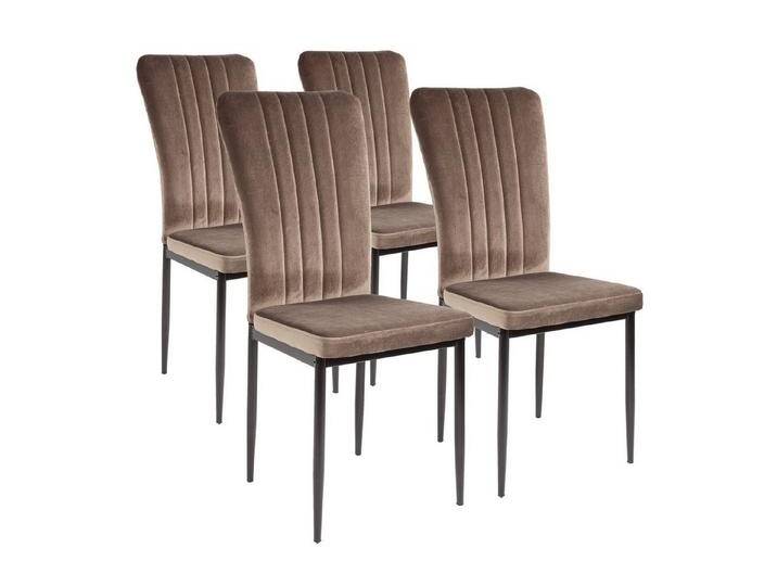 Albatros International Esszimmerstuhl Esszimmerstühle MODENA 4er Set Braun Samt/Velvet Vintage (4er Set, Braun), Stilvolles Vintage Design, Eleganter Polsterstuhl am Esstisch, braun von Albatros-International