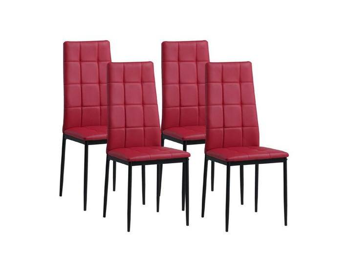 Albatros International Esszimmerstuhl Esszimmerstühle RIMINI 4er SET Rot Edles Design Kunstleder (4er Set, Rot), edles Italienisches Design, Polsterstuhl, hohe Belastbarkeit, Modern von Albatros-International