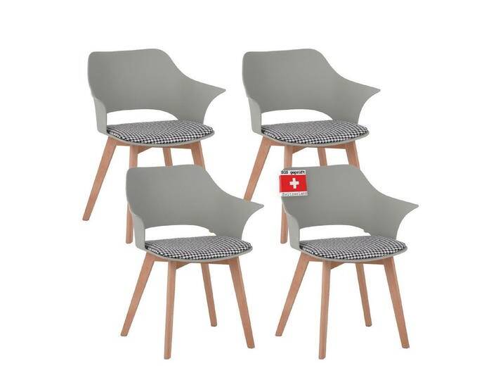 Albatros International Esszimmerstuhl Esszimmerstuhl AALBORG 4er Set Grün Modern Polsterstuhl, Buche Massiv-Holz, Skandinavisches Retro-Design,bequemer Schalenstuhl von Albatros-International