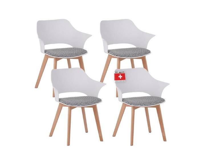 Albatros International Esszimmerstuhl Esszimmerstuhl AALBORG 4er Set Weiß Modern Polsterstuhl, Buche Massiv-Holz, Skandinavisches Retro-Design,bequemer Schalenstuhl von Albatros-International