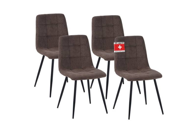Albatros International Esszimmerstuhl Esszimmerstuhl BORA 4er Set Braun Cord Bezug bequem Stilvoll (4er Set, Braun), Eleganter Polsterstuhl am Esstisch von Albatros International
