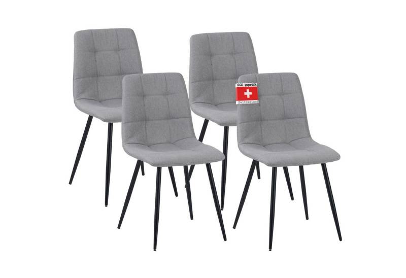 Albatros International Esszimmerstuhl Esszimmerstuhl BORA 4er Set Grau Stoff Bezug bequem Stilvoll (4er Set, Grau), Eleganter Polsterstuhl am Esstisch von Albatros International