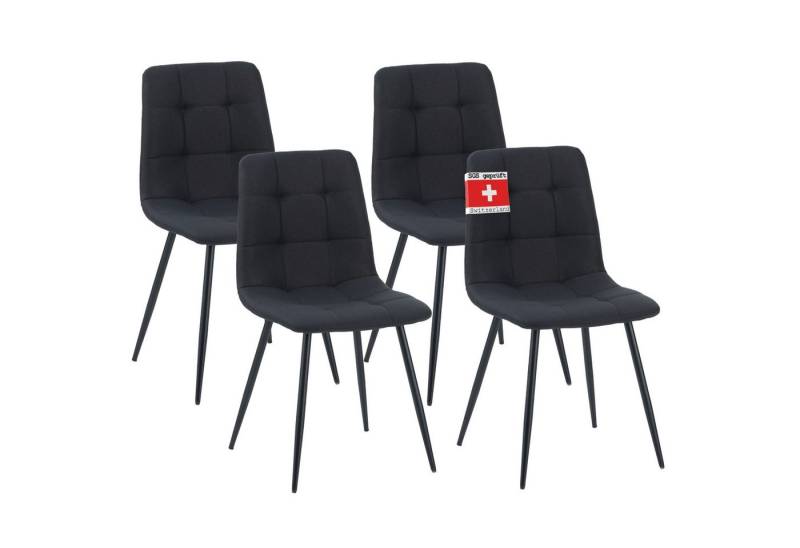 Albatros International Esszimmerstuhl Esszimmerstuhl BORA 4er Set Schwarz Stoff Bezug bequem (4er Set, Schwarz), Eleganter Polsterstuhl am Esstisch von Albatros International