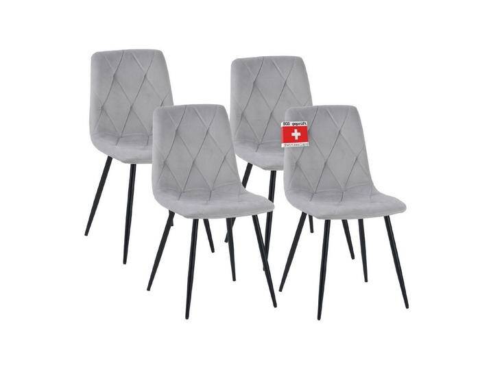 Albatros International Esszimmerstuhl Esszimmerstuhl DORA 4er Set Grau Samt Bezug Vintage Design (4er Set, Grau), Esszimmertisch, grau, Grau von Albatros-International