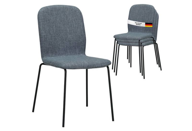 Albatros International Esszimmerstuhl Esszimmerstuhl ENNA 4er Set Grau bequem Polsterstuhl elegant (4er Set, Grau), Stilvolles Vintage Design, Eleganter Polsterstuhl am Esstisch von Albatros International