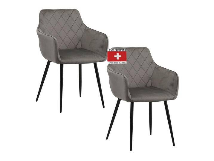 Albatros International Esszimmerstuhl Esszimmerstuhl SALO 2er Set Grau Modern Stilvoll bequem (2er Set, Grau), Stilvolles Vintage Design, Eleganter Polsterstuhl am Esstisch, grau von Albatros-International