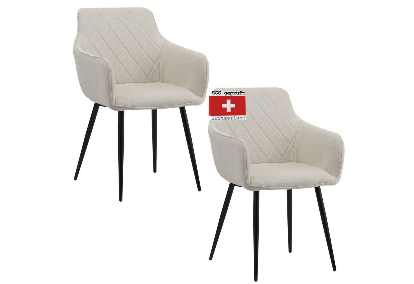 Albatros International Esszimmerstuhl Esszimmerstuhl SILA 2er Set Beige Retro Modern bequem Elegant (2er Set, Beige), Stilvolles Vintage Design, Eleganter Polsterstuhl am Esstisch von Albatros International