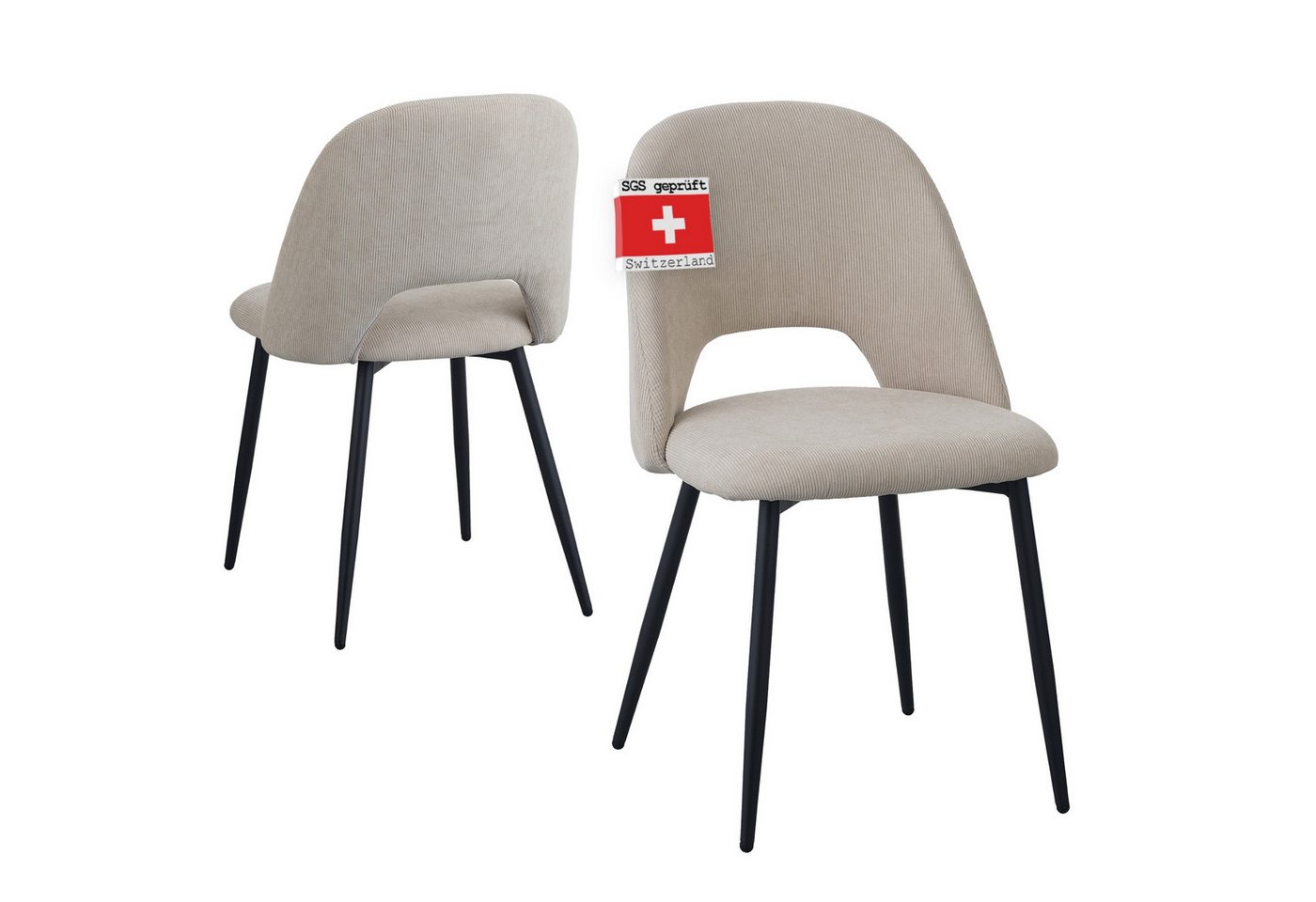 Albatros International Esszimmerstuhl Esszimmerstuhl SILVI Cord 2er Set Beige Modern bequem Retro (2er Set, Beige), Stilvolles Vintage Design, Eleganter Polsterstuhl am Esstisch von Albatros International