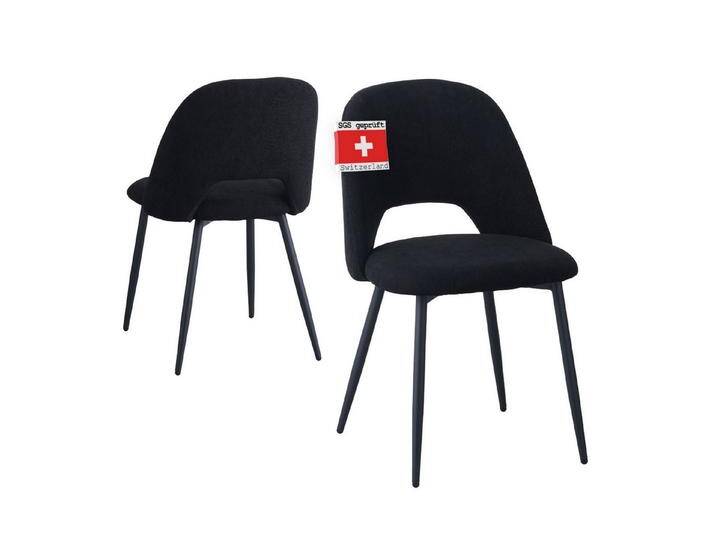 Albatros International Esszimmerstuhl Esszimmerstuhl SILVI Cord 2er Set Schwarz Modern bequem Retro (2er Set, Schwarz), Stilvolles Vintage Design, Eleganter Polsterstuhl am Esstisch von Albatros-International