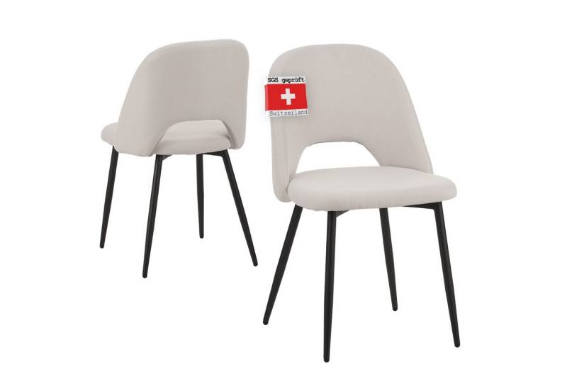 Albatros International Esszimmerstuhl Esszimmerstuhl SILVI Stoff 2er Set Beige Modern bequem Retro (2er Set, Beige), Stilvolles Vintage Design, Eleganter Polsterstuhl am Esstisch von Albatros International