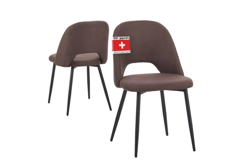 Albatros International Esszimmerstuhl Esszimmerstuhl SILVI Stoff 2er Set Braun Modern bequem Retro (2er Set, Braun), Stilvolles Vintage Design, Eleganter Polsterstuhl am Esstisch von Albatros International