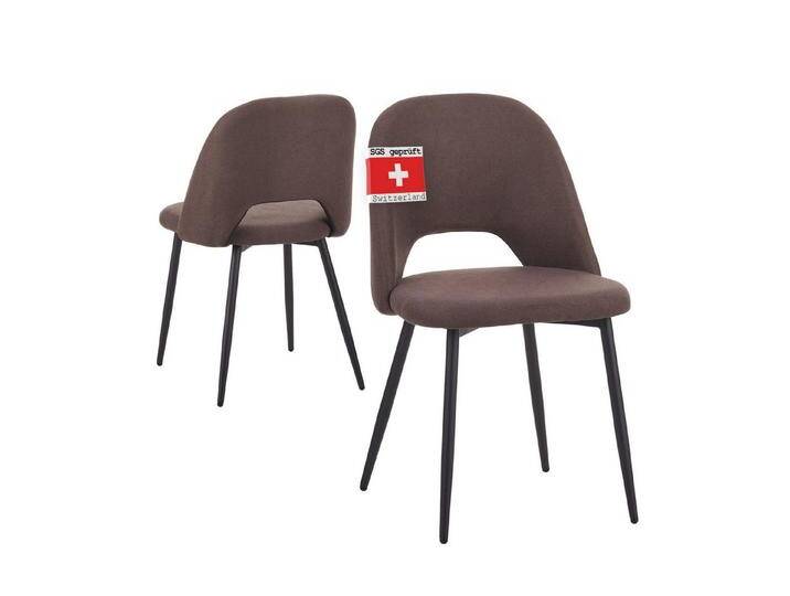 Albatros International Esszimmerstuhl Esszimmerstuhl SILVI Stoff 2er Set Braun Modern bequem Retro (2er Set, Braun), Stilvolles Vintage Design, Eleganter Polsterstuhl am Esstisch von Albatros-International