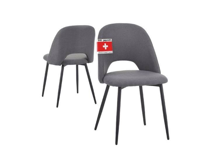 Albatros International Esszimmerstuhl Esszimmerstuhl SILVI Stoff 2er Set Grau Modern bequem Retro (2er Set, Grau), Stilvolles Vintage Design, Eleganter Polsterstuhl am Esstisch von Albatros-International