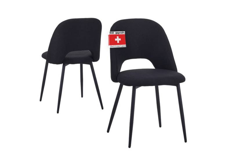 Albatros International Esszimmerstuhl Esszimmerstuhl SILVI Stoff 2er Set Schwarz Modern bequem (2er Set, Schwarz), Stilvolles Vintage Design, Eleganter Polsterstuhl am Esstisch von Albatros International