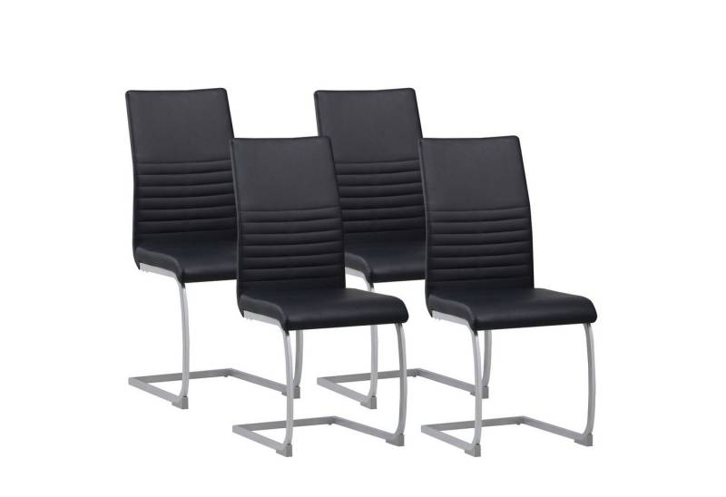 Albatros International Freischwinger Freischwinger MURANO 4er Set schwarz kunstleder Modern (4er Set, Schwarz), Esszimmerstuhl Schwingstuhl mit modernem Design, dicke Polsterung von Albatros International