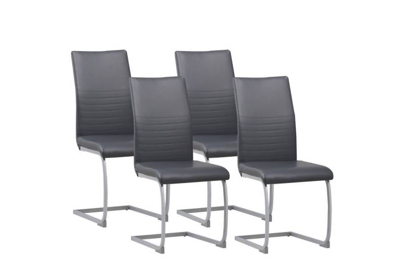 Albatros International Freischwinger Freischwinger MURANO 4er Set grau kunstleder Modernes Design (4er Set, Grau), Esszimmerstuhl Schwingstuhl mit modernem Design, dicke Polsterung von Albatros International