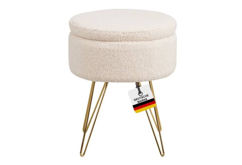 Albatros International Polsterhocker Albatros Hocker mit Stauraum Cannes Sitzhocker mit Stauraum, Modern (Beige, Sherpa), optimal als Fußhocker oder Hocker Schminktisch von Albatros International