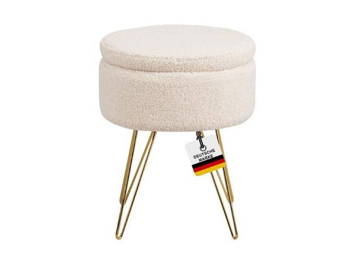 Albatros International Polsterhocker Albatros Hocker mit Stauraum Cannes Sitzhocker mit Stauraum, Modern (Beige, Sherpa), optimal als Fußhocker oder Hocker Schminktisch von Albatros-International