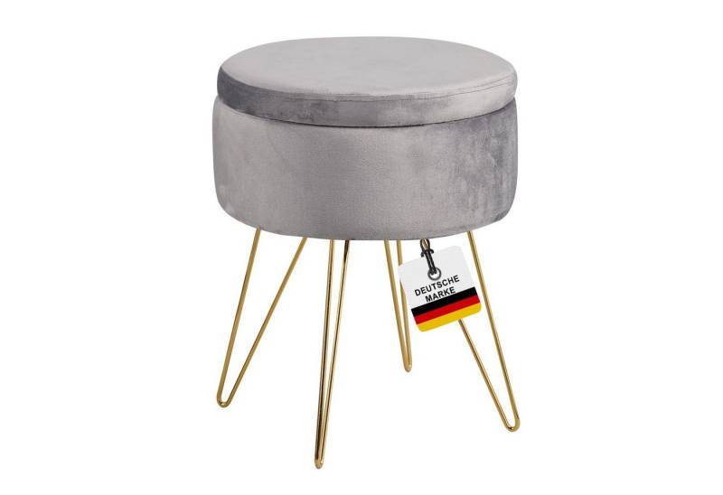 Albatros International Polsterhocker Albatros Hocker mit Stauraum Cannes Sitzhocker mit Stauraum, Modern (Grau, Samt), optimal als Fußhocker oder Hocker Schminktisch von Albatros International