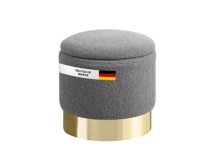 Albatros International Polsterhocker Albatros Hocker mit Stauraum Nizza Sitzhocker mit Stauraum, Modern (Grau, Sherpa), optimal als Fußhocker oder Hocker Schminktisch von Albatros-International