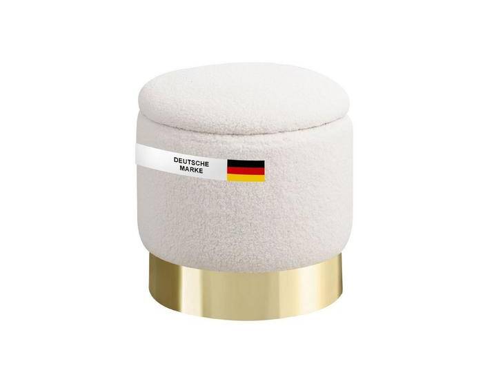 Albatros International Polsterhocker Albatros Hocker mit Stauraum Nizza Sitzhocker mit Stauraum, Modern (Weiss, Sherpa), optimal als Fußhocker oder Hocker Schminktisch von Albatros-International
