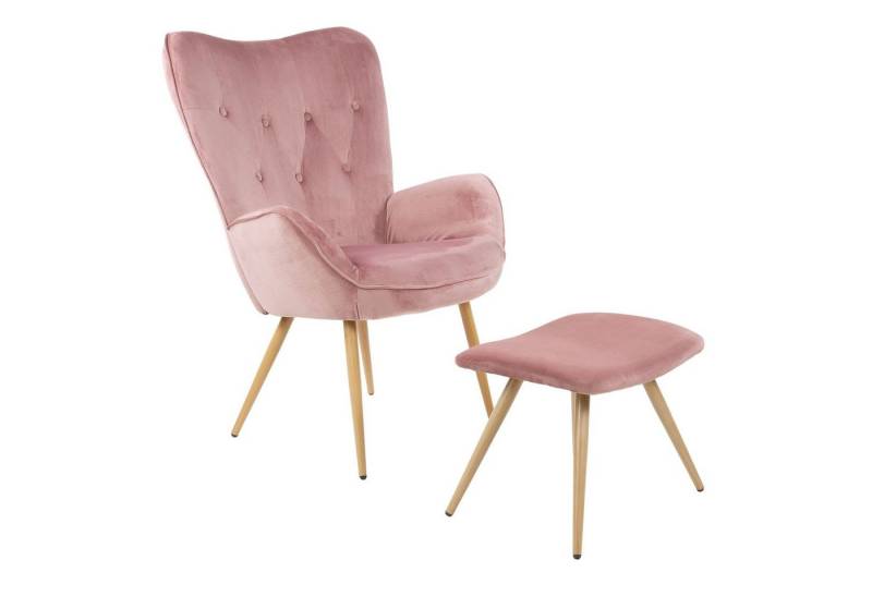 Albatros International Sessel Ohrensessel York rosa Moderner Look Relaxsessel Lesesessel (Rosa), Vintage u Stilvoll, Samt-Bezug - Eleganter und SGS geprüft von Albatros International