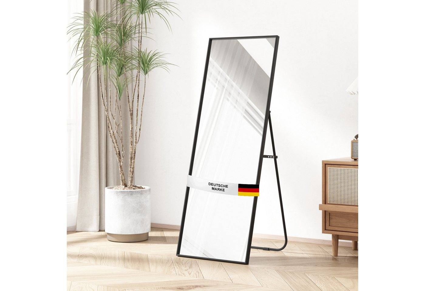 Albatros International Spiegel Ganzkörperspiegel – Rechteckiger Spiegel mit schwarzem Rahmen (140 x 50 cm groß – hochwertiges und nachhaltiges Glas), Standspiegel oder großer Wandspiegel im modernen Design von Albatros International