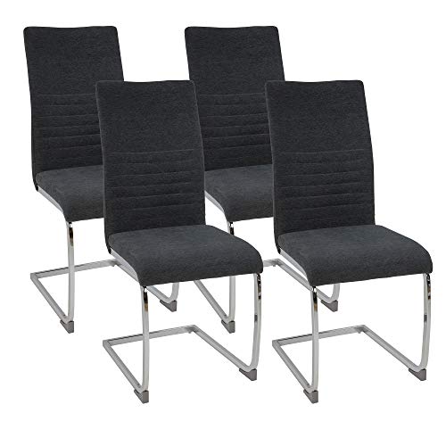 Albatros Freischwinger Stuhl Lugano 4er Set, Grau - Esszimmerstuhl Schwingstuhl mit Modernem Design, Stoff-Bezug, Dicke Polsterung - Küchenstuhl, Polster-Stuhl Esszimmer, Esstisch Stuhl von Albatros